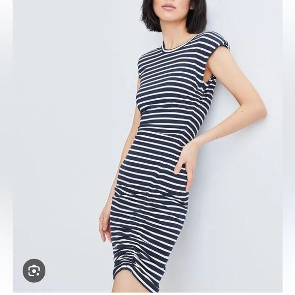 New Veronica Beard Jeans Brompton Striped Dress Navy/White XS - Picture 1 of 14